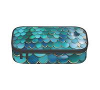 Longzehao Grande capacité avec compartiment imprimé écailles de sirène, trousse de rangement pour fournitures de bureau, Noir/blanc, One Size, Art déco.