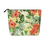 Longzehao Grande capacité avec imprimé hojas tropicales y flores Faux Chanvre, trousse de maquillage, trousse de voyage, trousse de toilette avec fermeture éclair, noir, taille unique, Noir/blanc, One