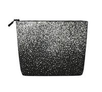 Longzehao Grande capacité avec imprimé paillettes argentées brillantes, faux chanvre, trousse de maquillage, trousse de voyage, trousse de toilette avec fermeture éclair, noir, taille unique,