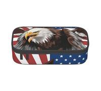 Longzehao Grande capacité compartiment aigle avec impression drapeau des États-Unis Trousse à crayons pour papeterie, noir, taille unique, art déco, noir, taille unique, art déco, noir, One size, Art