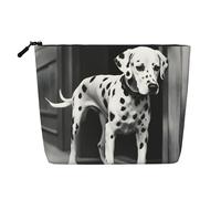 Longzehao Grande capacité Dalmatien 1 impression faux chanvre sac de maquillage, sac de voyage, trousse de toilette avec fermeture éclair, noir, taille unique, Noir/blanc, One Size