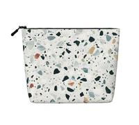 Longzehao Grande capacité en terrazzo marbre pastel imprimé toile de jute artificielle, sac de maquillage, sac de voyage, trousse de maquillage avec fermeture éclair, noir, taille unique, noir, taille