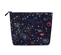 Longzehao Grande capacité étoiles constellation carte impression toile de jute artificielle, sac de maquillage, sac de voyage, trousse de maquillage avec fermeture éclair, noir, taille unique, noir,