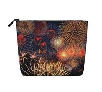 Longzehao Grande capacité imprimé feu d'artifice faux chanvre, trousse de maquillage, trousse de voyage, trousse de toilette avec fermeture éclair.