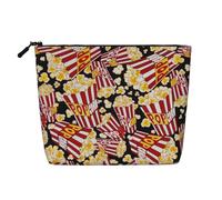 Longzehao Grande capacité imprimé pop-corn faux chanvre, trousse de maquillage, trousse de voyage, trousse de toilette avec fermeture éclair.