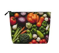 Longzehao Grande capacité introduction de divers légumes faux seau d'impression, trousse de maquillage, sac de voyage, trousse de toilette avec fermeture éclair, noir, taille unique, noir, taille