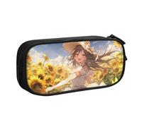 LONGZEHAO Grande trousse à crayons avec fermeture éclair double couche avec inscription « You Are My Sunshine Sunflower »