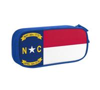 LONGZEHAO Grande trousse à crayons avec fermeture éclair double couche Motif drapeau de la Caroline du Nord