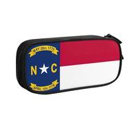 LONGZEHAO Grande trousse à crayons avec fermeture éclair double couche Motif drapeau de la Caroline du Nord