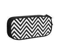 LONGZEHAO Grande trousse à crayons avec fermeture éclair double couche Motif rayures en zigzag