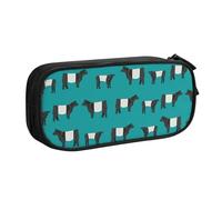 LONGZEHAO Grande trousse à crayons Galloway avec fermeture éclair double couche Motif vache