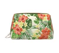 Longzehao Hojas Tropicales y Flores Trousse de maquillage en cuir avec fermeture éclair - Organiseur de voyage - Blanc - Taille unique, Blanc, One Size