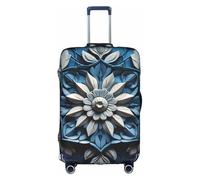 Longzehao Housse de bagage élastique de voyage, bleu motif d'art folklorique 2 imprimé housse de protection avec fermeture éclair., Couleur : blanc., M