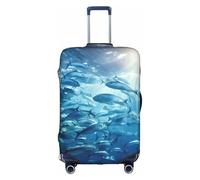 Longzehao Housse de bagage élastique de voyage, bleu océan sous-marin poisson 3 impression housse de protection avec fermeture à glissière., Couleur : blanc., Small, Couleur : blanc., S