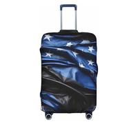 Longzehao Housse de bagage élastique de voyage, drapeau américain mince ligne bleue impression valise housse de protection avec fermeture éclair., Couleur : blanc., L