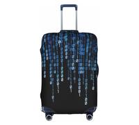 Longzehao Housse de bagage élastique de voyage, housse de protection bleue à impression binaire avec fermeture éclair., Couleur : blanc., M