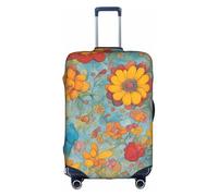 Longzehao Housse de protection élastique pour valise, avec fermeture éclair, impression couleur vive., blanc, Large