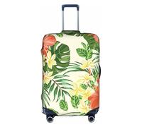 Longzehao Housse de protection élastique pour valise, housse de protection avec fermeture éclair, motif hojas tropicales y flores., blanc, Large