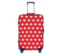 Longzehao Housse de protection élastique pour valise, motif drapeau suisse, avec fermeture éclair., Blanc, Medium