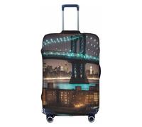 Longzehao Housse de protection élastique pour valise, motif pont de Manhattan de New York, avec fermeture éclair., blanc, Large
