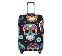 Longzehao Housse de protection élastique pour valise, motif tête de mort, avec fermeture éclair., blanc, Large
