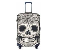 Longzehao Housse de protection élastique pour valise, motif tête de mort mexicaine avec fermeture éclair., blanc, Small