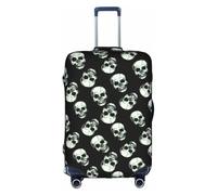 Longzehao Housse de protection élastique pour valise, motif tête de mort noire, avec fermeture éclair., blanc, Large