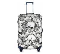 Longzehao Housse de protection élastique pour valise, motif tête de mort, squelette, housse de protection avec fermeture éclair., blanc, Medium