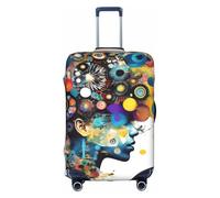 Longzehao Housse de voyage élastique pour bagages, intelligence artificielle, motif cerveau, housse de protection avec fermeture éclair., blanc, Small