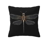 Longzehao Housses de coussin carrées décoratives avec imprimé libellule noire pour canapé, lit, voiture.