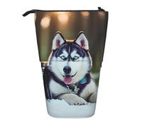 Longzehao Husky Chien Impression Télescopique Sac à Crayon Porte-Stylo Porte-Stylo Étui de Rangement Pop Up, Stand Portable Pen Case, Noir, Taille Unique, Noir, One size