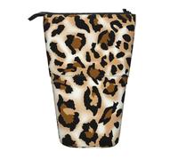 Longzehao Léopard Imprimé Télescopique Crayon Sac Porte-Stylo Porte-Stylo Pop Up Étui, Stand Portable Pen Case, Noir, Taille Unique, Noir, One size