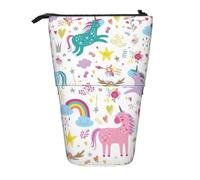 Longzehao Licornes Rose Imprimé Télescopique Trousse Porte-Stylo Boîte de Rangement Pop Up, Porte-Crayon Portable Stand, Noir, Taille Unique, noir, One Size