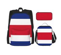 LONGZEHAO Lot de 3 sacs à dos polyvalents et réglables de grande capacité avec motif drapeau du Costa Rica - Noir - Taille unique, Noir/blanc, taille unique