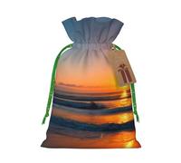 Longzehao Magnifique sac cadeau de Noël avec cordon de serrage Motif lever de soleil et océan