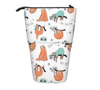 Longzehao Marron Paresseux Imprimé Télescopique Crayon Sac Porte-Stylo Porte-Stylo Étui de Rangement Pop Up, Étui à Stylo Portable Debout, Noir, Taille Unique, Noir, One size