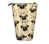 Longzehao Mignon Carlin Imprimé Télescopique Sac à Crayons Porte-Stylo Porte-Stylo Pop Up Étui, Stand Portable Pen Case, Noir, Taille Unique, Noir, One size