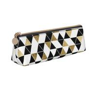 Longzehao Mode Moderne Noir Blanc Or Triangles Impression Simple Triangle Pen Case Sac de Rangement pour Fournitures de Bureau, Cosmétiques, Articles de Toilette, Blanc, Taille unique, Art Déco,