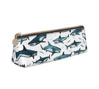 Longzehao Motif de requin avec différents gestes imprimés, trousse à crayons triangulaire simple, sac de rangement pour fournitures de bureau, cosmétiques, articles de toilette, blanc, taille unique,