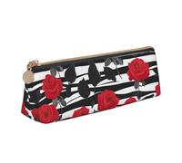 Longzehao Noir Blanc Rayures Rose Rouge Floral Imprimé Simple Triangle Pen Case Sac de Rangement pour Fournitures de Bureau, Cosmétiques, Articles de Toilette, Blanc, One Size, Art Déco, white-417,
