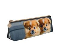 Longzehao Poméraniens Puppys and Point Print Trousse à crayons triangulaire simple Sac de rangement pour fournitures de bureau, cosmétiques, articles de toilette, blanc, taille unique, Art déco,