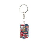 Longzehao Porte-clés rectangulaire en métal imprimé symboles de l'Angleterre