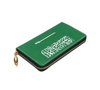 Longzehao Portefeuille en cuir de qualité supérieure avec fermeture éclair autour du drapeau de l'Arabie saoudite pour homme et femme avec blocage RFID