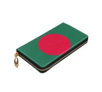 Longzehao Portefeuille en cuir de qualité supérieure avec fermeture éclair autour du drapeau du Bangladesh pour homme et femme avec blocage RFID
