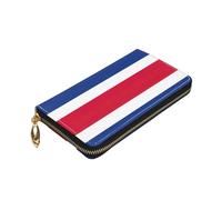 Longzehao Portefeuille en cuir de qualité supérieure avec fermeture éclair autour du drapeau du Costa Rica pour homme et femme avec blocage RFID