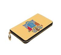 Longzehao Portefeuille en cuir de qualité supérieure avec fermeture éclair autour du drapeau du New Jersey pour homme et femme avec blocage RFID