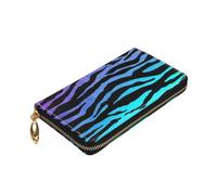 Longzehao Portefeuille en cuir de qualité supérieure avec fermeture éclair sur le pourpre, bleu, vert, camouflage, zèbre, pour homme et femme, couverture de chéquier, blocage RFID