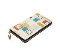 Longzehao Portefeuille en cuir imprimé moderne du milieu du siècle de qualité supérieure avec fermeture éclair pour homme et femme, couverture de chéquier, blocage RFID