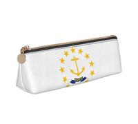 Longzehao Rhode Island State Flag Print Simple Triangle Trousse à crayons Sac de rangement pour papeterie, cosmétiques, articles de toilette, blanc, taille unique, art déco, blanc, taille unique,