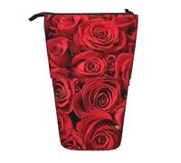 Longzehao Rose Rouge Impression Télescopique Crayon Sac Porte-Stylo Porte-Stylo Pop Up Étui, Stand Portable Pen Case, Noir, Taille Unique, Noir, One size